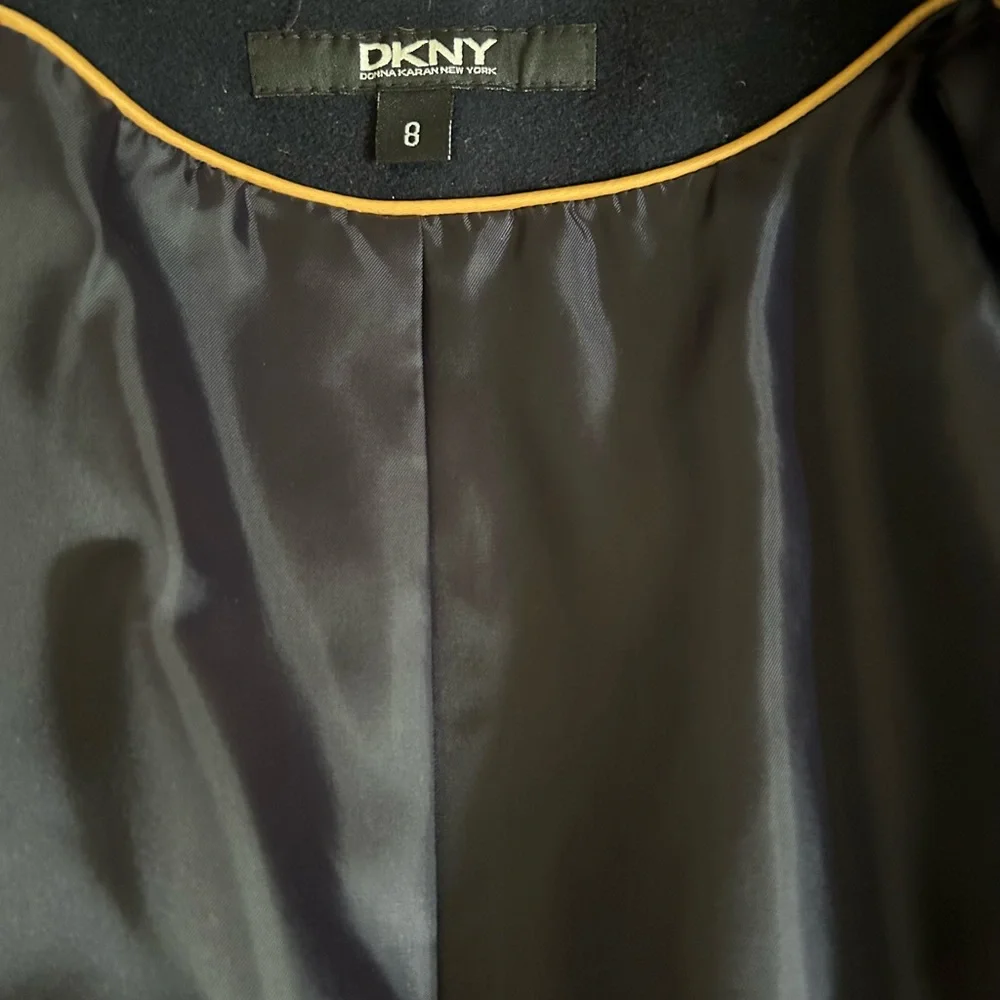 DKNY Vintage Prussian (Navy) Blue Wool Nylon Cashmere Fully Lined Peacoat Size 8